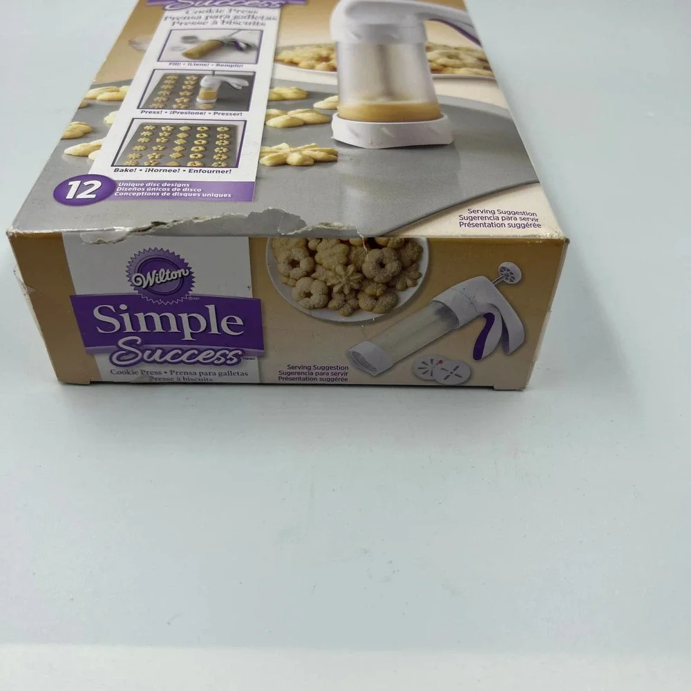 Wilton Simple Success Cookie Press 12 Discs White W Box Holiday Baking Accessory